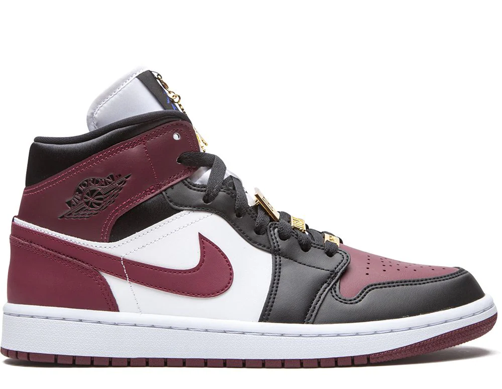 AIR JORDAN 1 MID MAROON BLACK GOLD